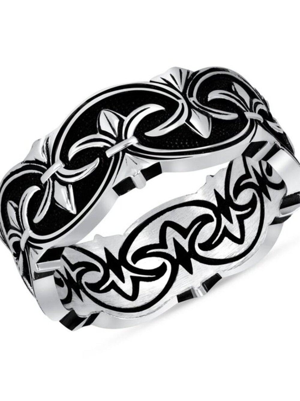 NEW 925 STERLING SILVER MEN Tire Design Oxidized ETERNITY WEDDING BAND